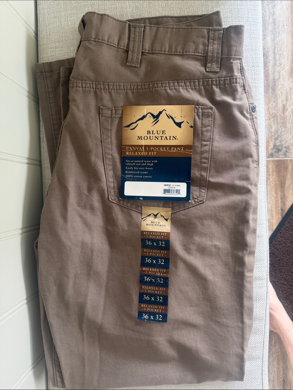 Men's Relaxed Fit Canvas 5 Pocket Pants - Taupe Brown NWT by  “Blue Mountain”